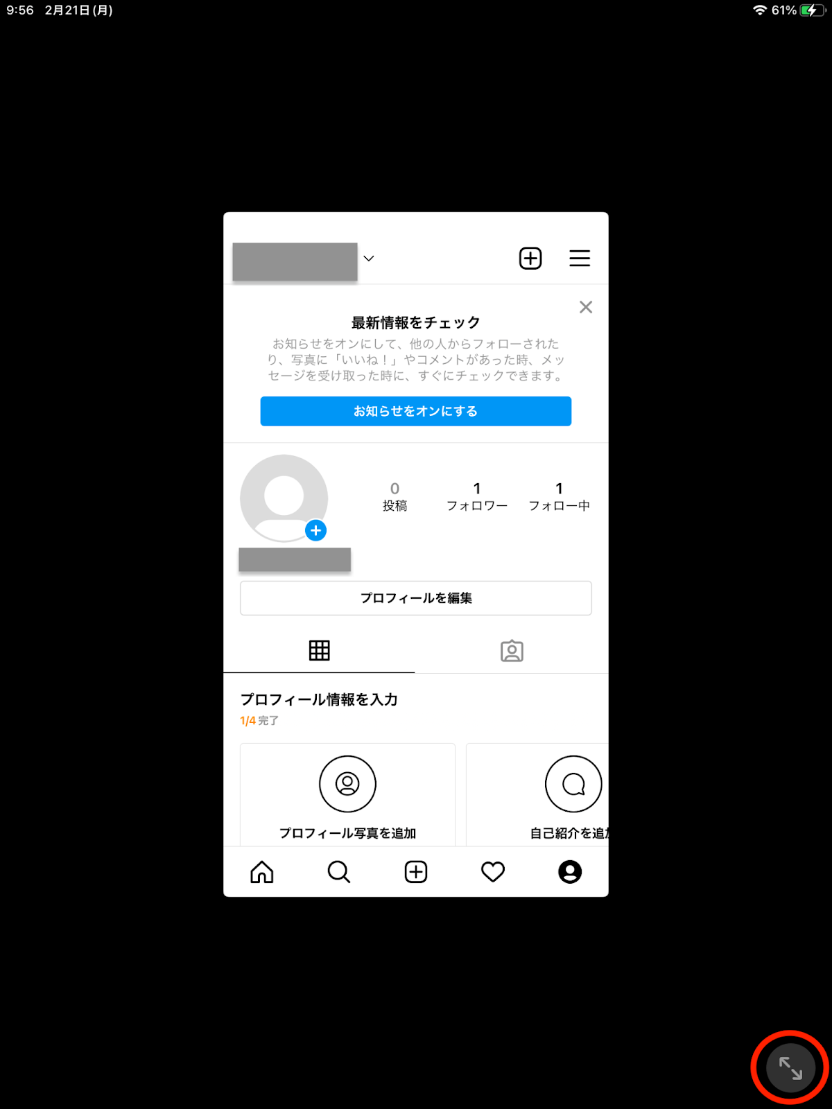 ipadインスタ画面